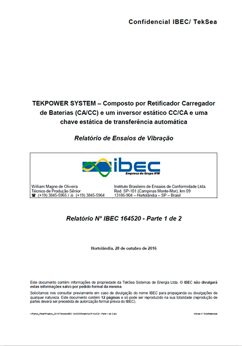 Ensaios de Vibração Linha Tekpower IBEC